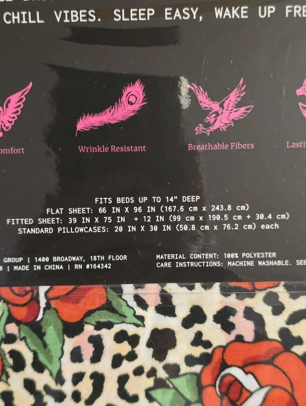 🌹 Ed Hardy 6 Piece Leopard Print & Roses Twin Sheet Set. NWT.